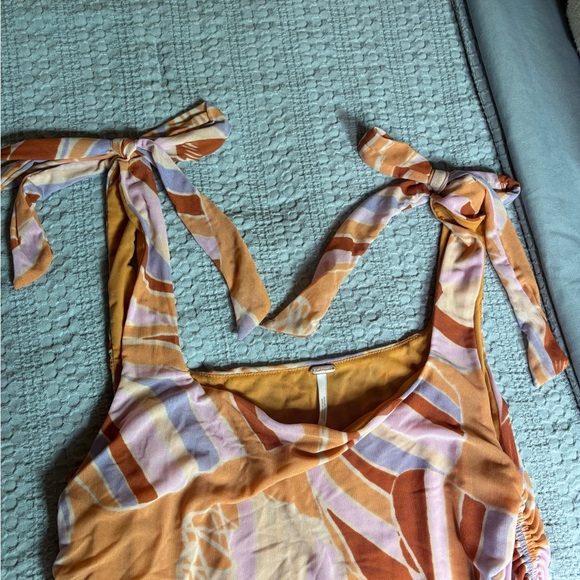 Free People Orange & Pink Floral Tie-Shoulder Tank - Picture 2 of 3